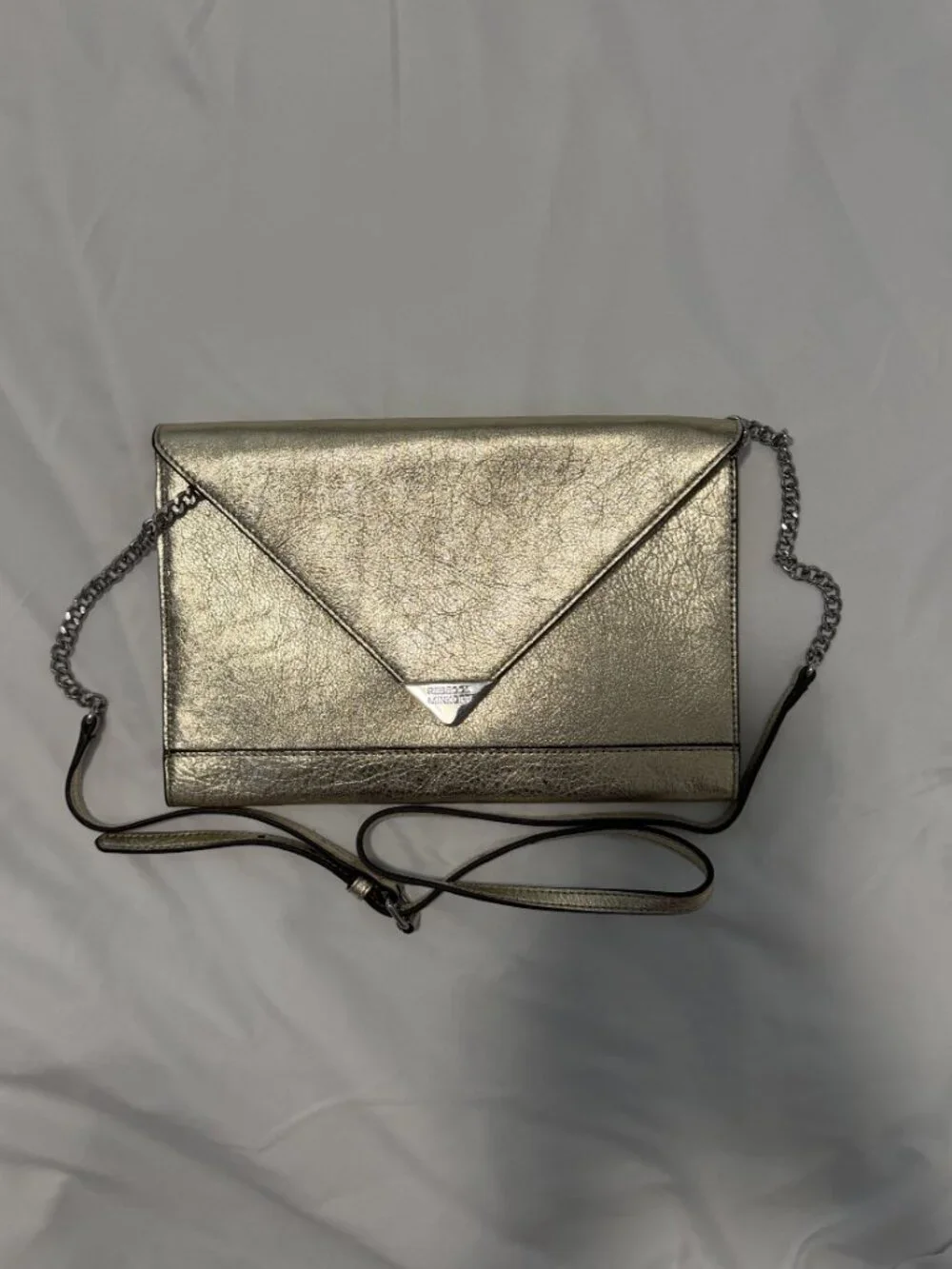 Rebecca Minkoff Gold Envelope Clutch / Cross Body Bag